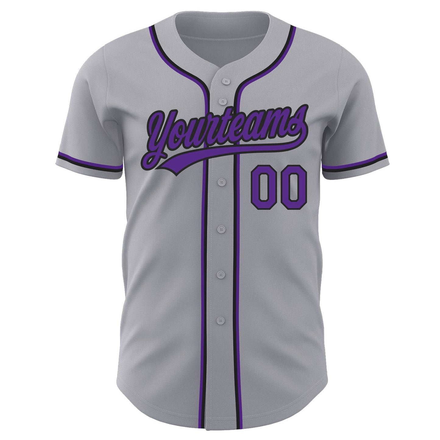 Custom Gray Purple-Black Authentic Baseball Jersey view 2