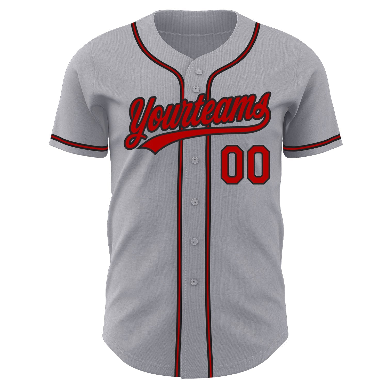 Custom Gray Red-Black Authentic Baseball Jersey view 2