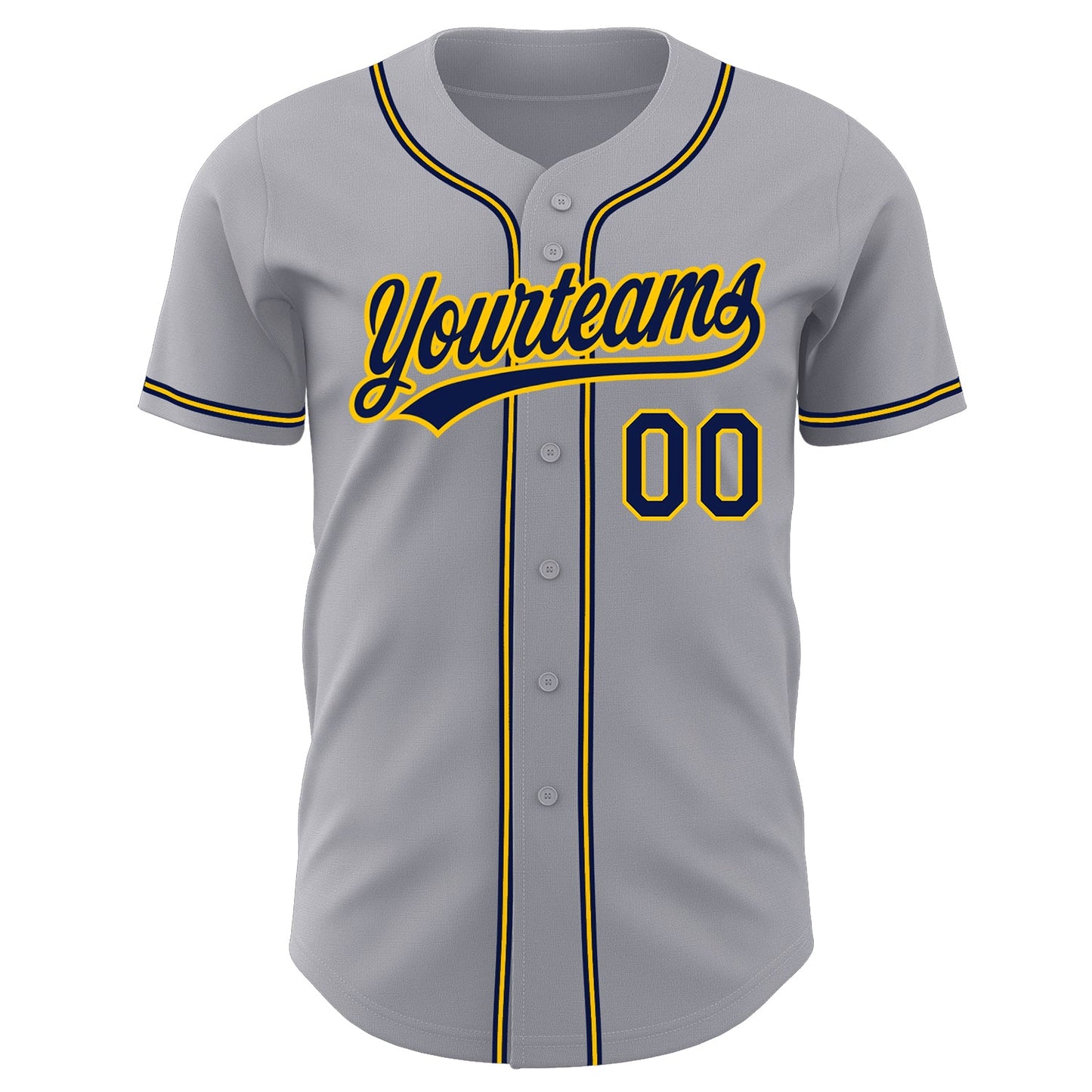 Custom Gray Navy-Gold Authentic Baseball Jersey view 2