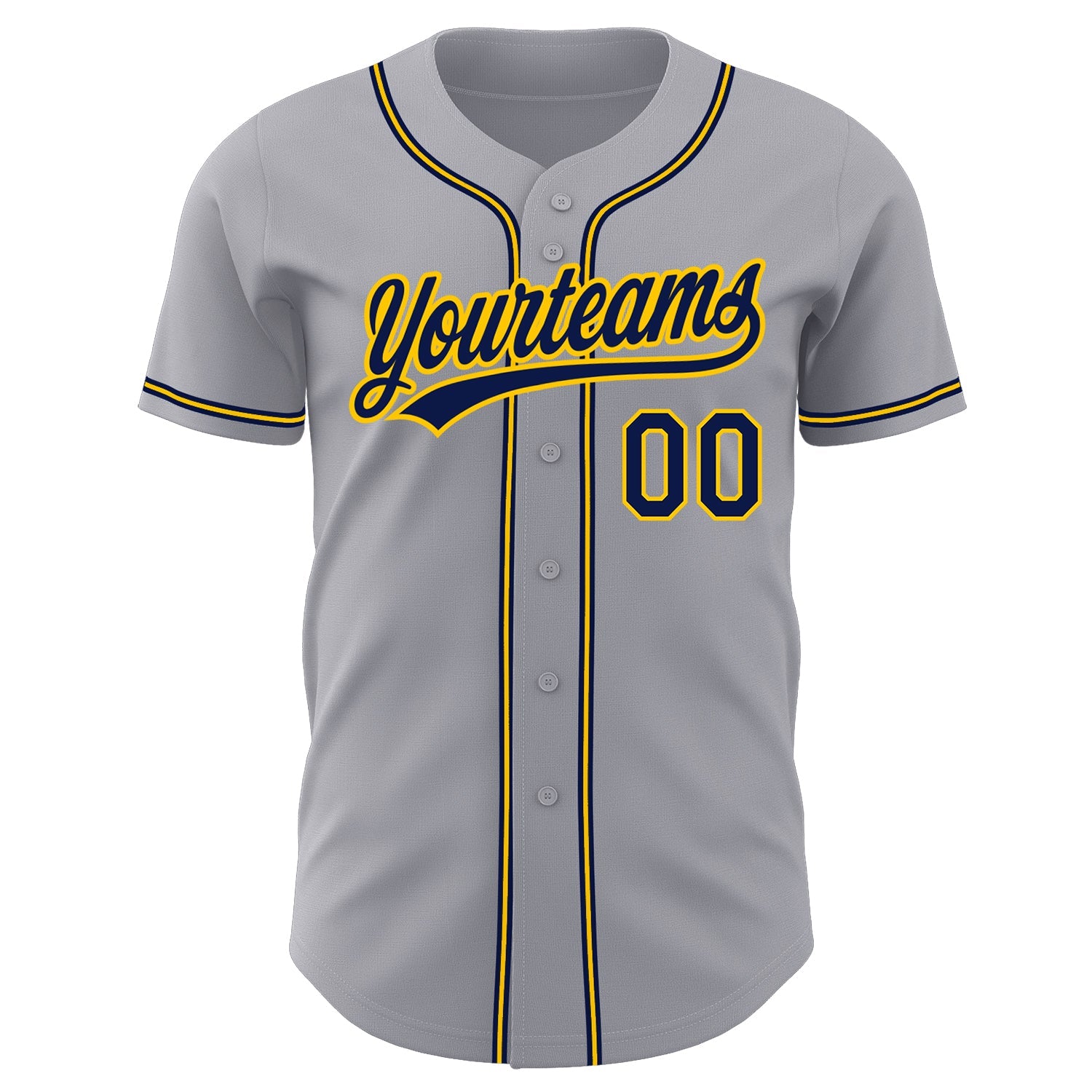 Custom Gray Navy-Gold Authentic Baseball Jersey view 2