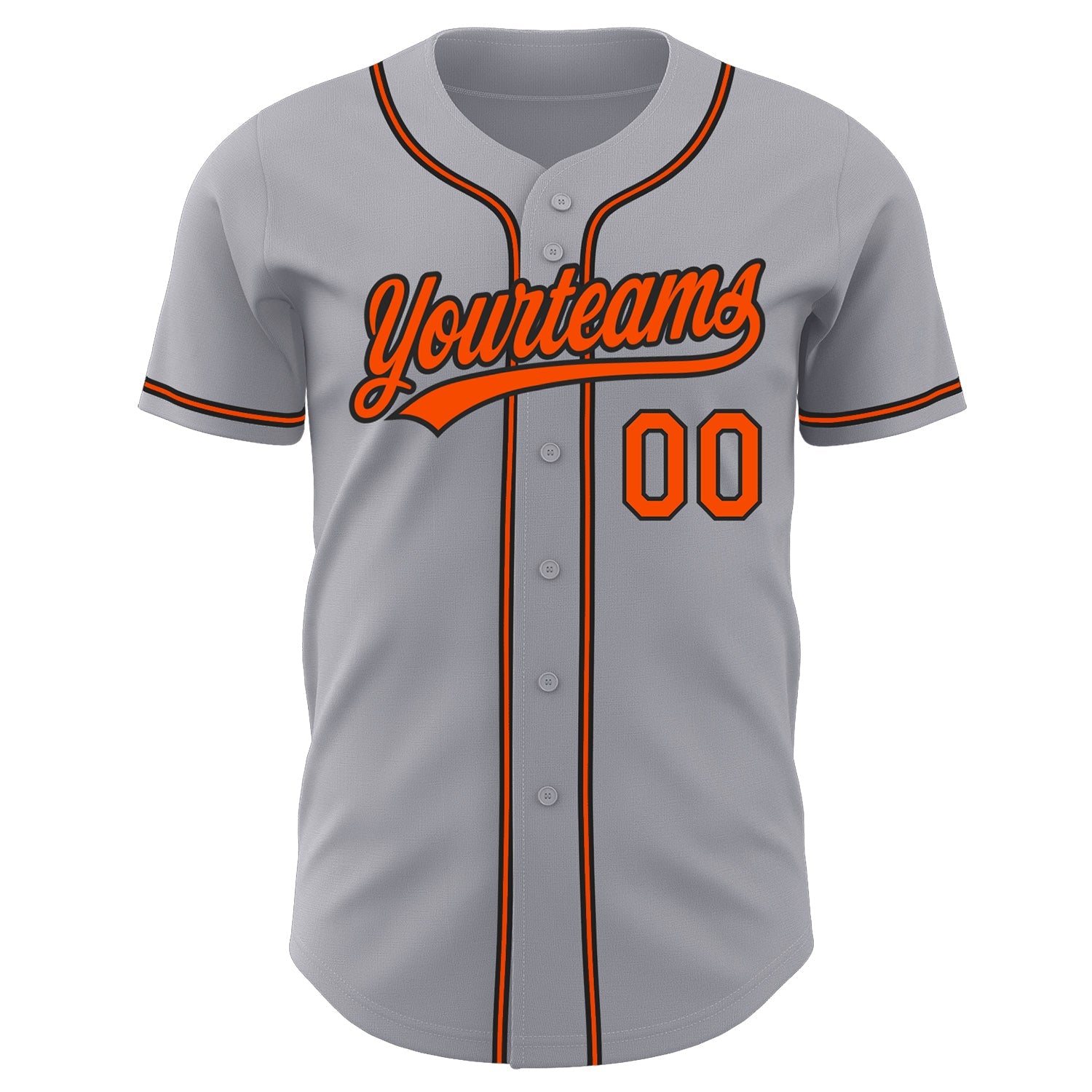 Custom Gray Orange-Black Authentic Baseball Jersey view 2