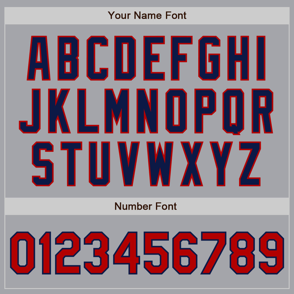 Custom Gray Red-Navy Authentic Baseball Jersey view 5