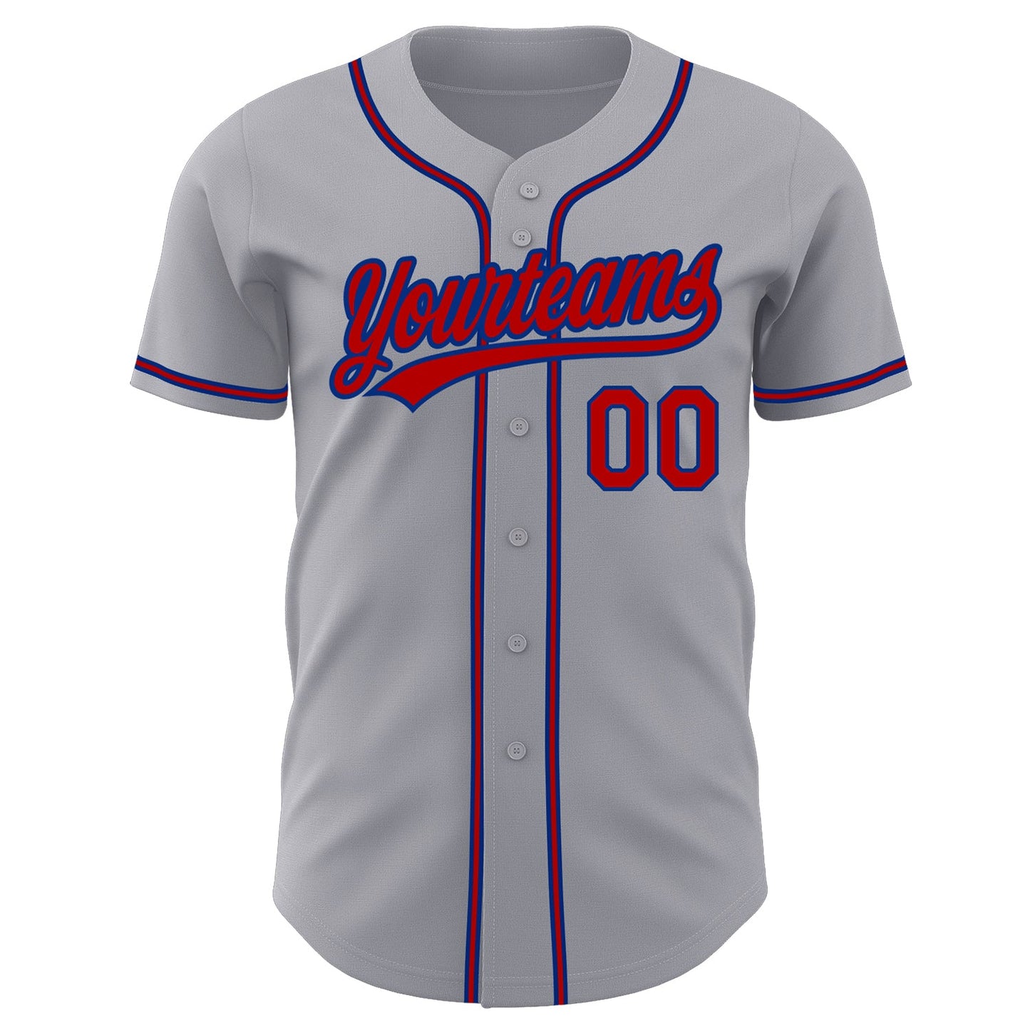 Custom Gray Red-Royal Authentic Baseball Jersey view 2