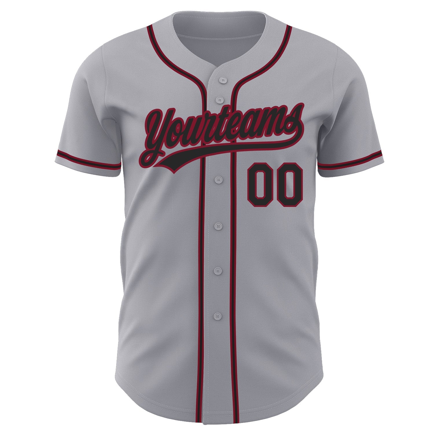 Custom Gray Black-Crimson Authentic Baseball Jersey view 2