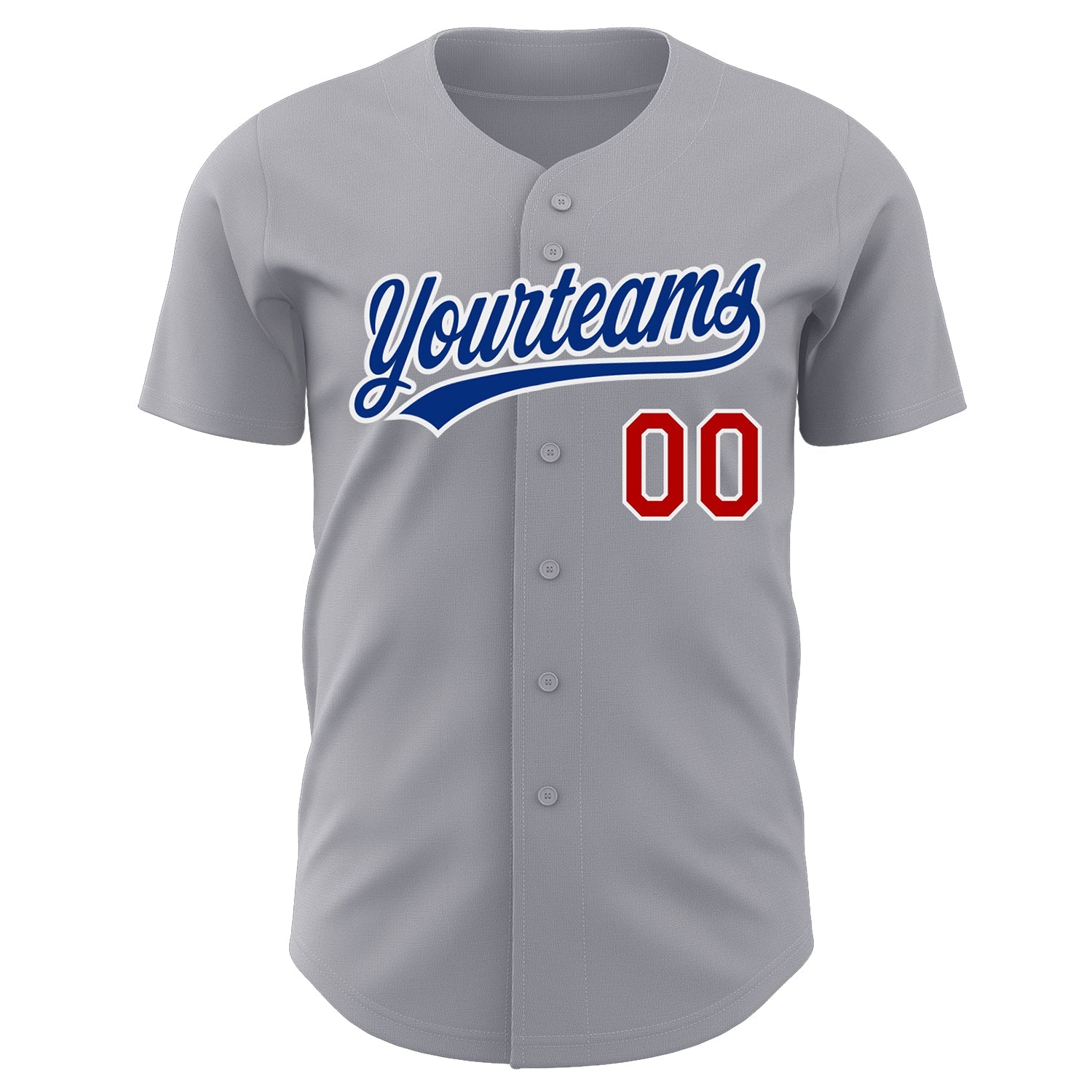 Custom Gray Red-White Authentic Baseball Jersey view 2