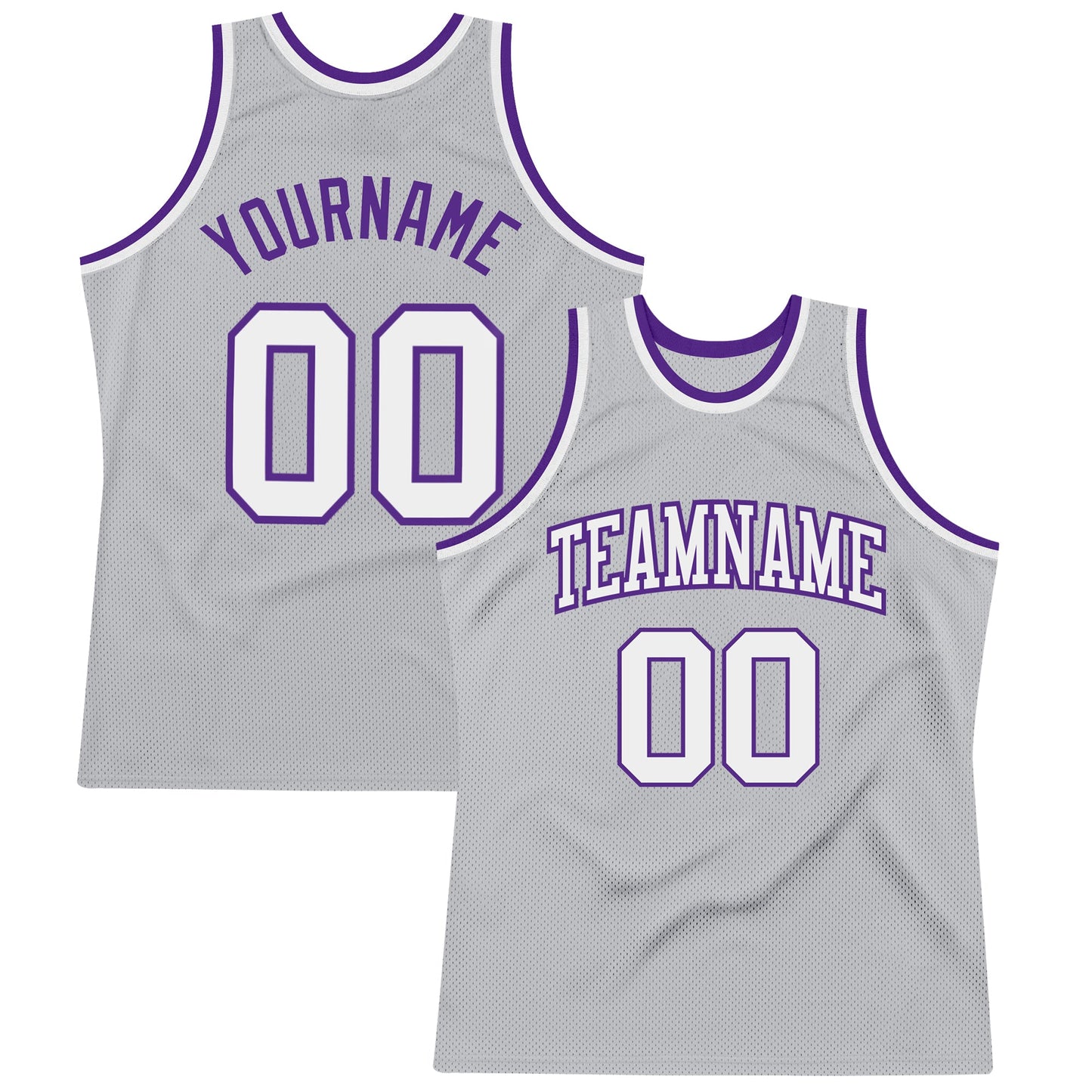 Custom Gray White-Purple Authentic Throwback Basketball Jersey - Main View