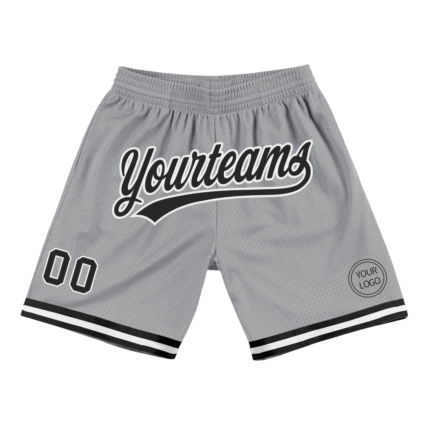 Custom Gray Black-White Authentic Throwback Basketball Shorts - Main View