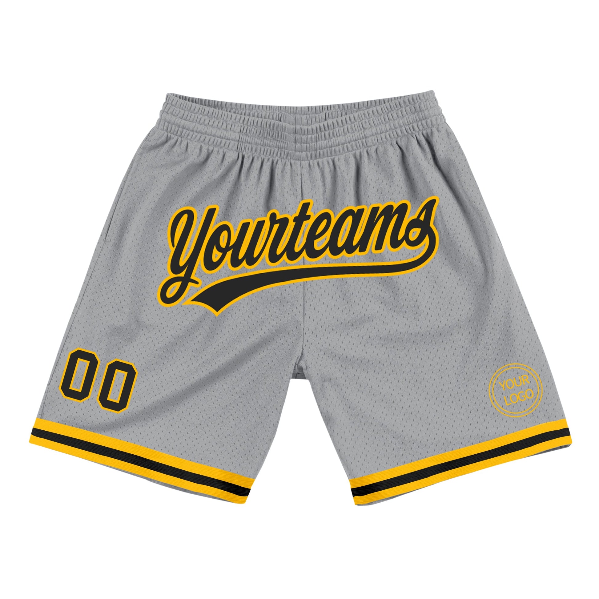 Custom Gray Black-Gold Authentic Throwback Basketball Shorts - Main View