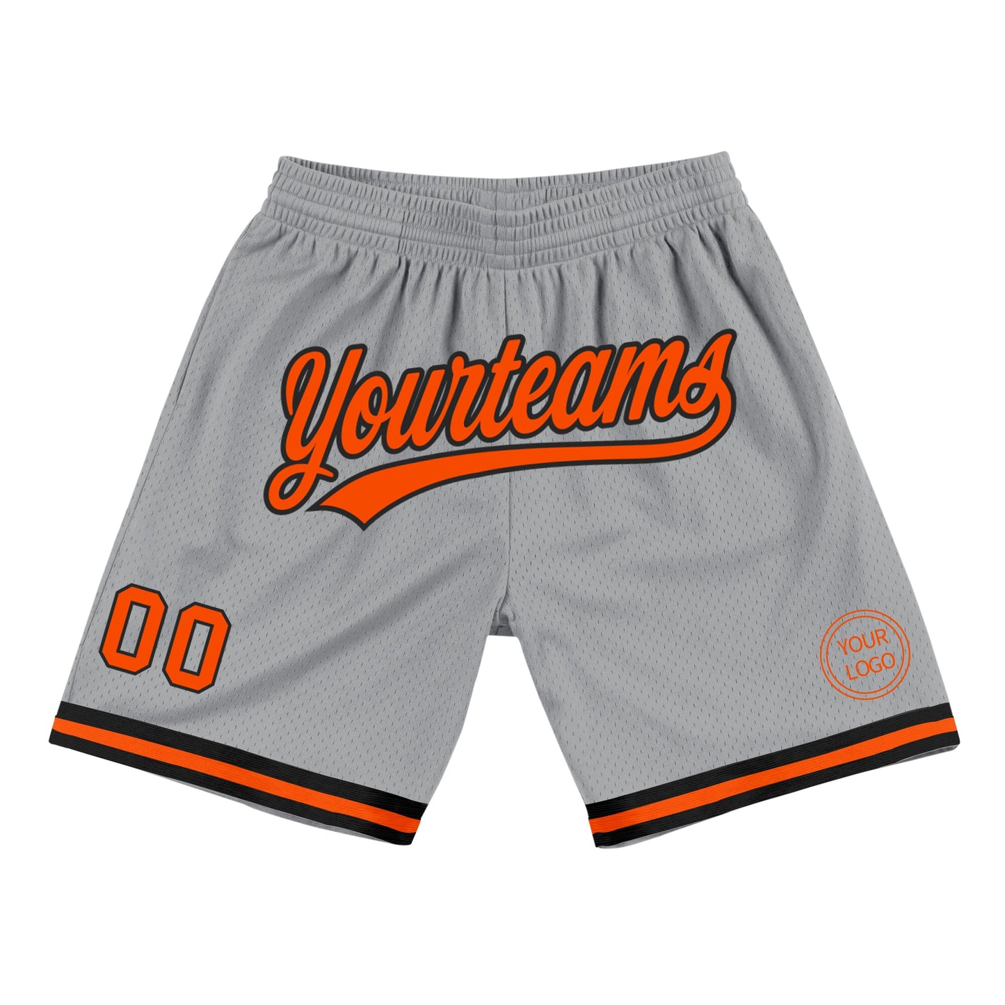 Custom Gray Orange-Black Authentic Throwback Basketball Shorts - Main View