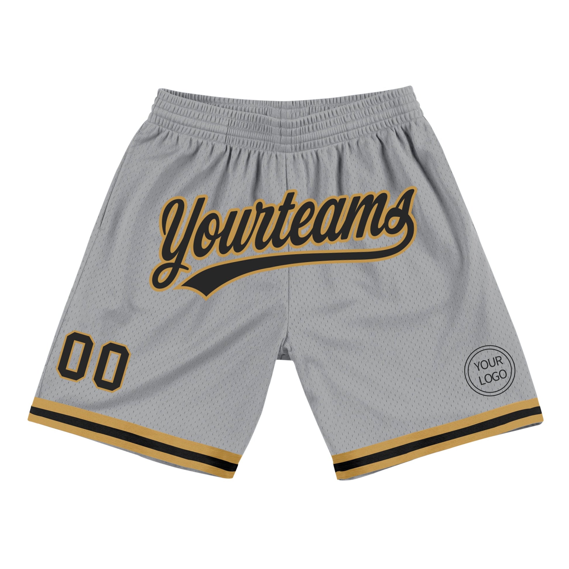 Custom Gray Black-Old Gold Authentic Throwback Basketball Shorts - Main View