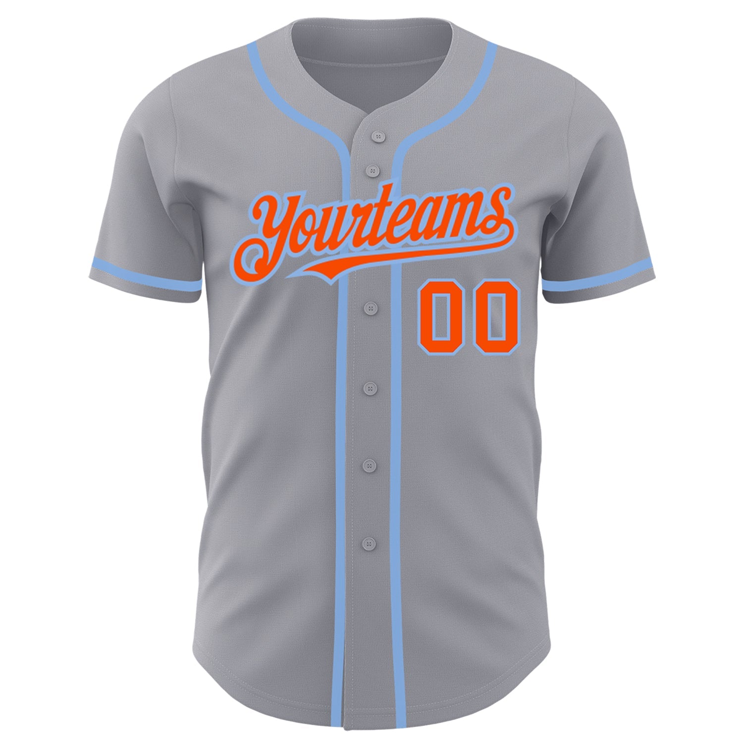 Custom Gray Orange-Light Blue Authentic Baseball Jersey view 2