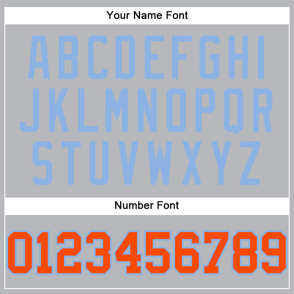 Custom Gray Orange-Light Blue Authentic Baseball Jersey view 5