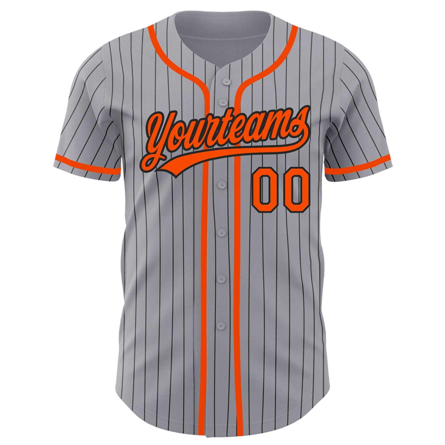 Custom Gray Black Pinstripe Orange Authentic Baseball Jersey view 2