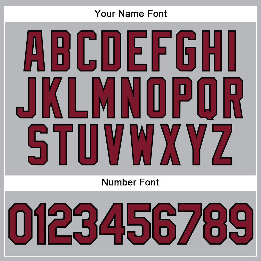 Custom Gray Black Pinstripe Crimson Authentic Baseball Jersey view 5