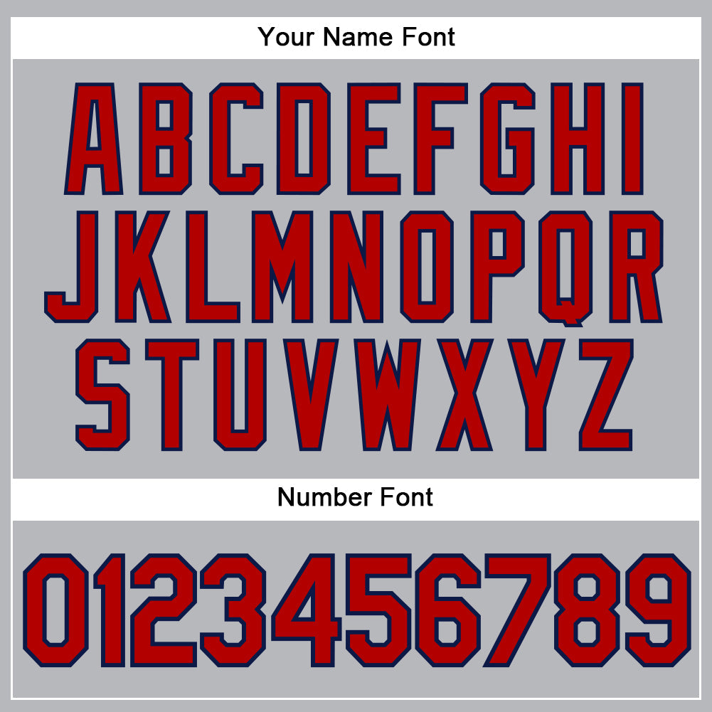 Custom Gray Navy Pinstripe Red Authentic Baseball Jersey view 5