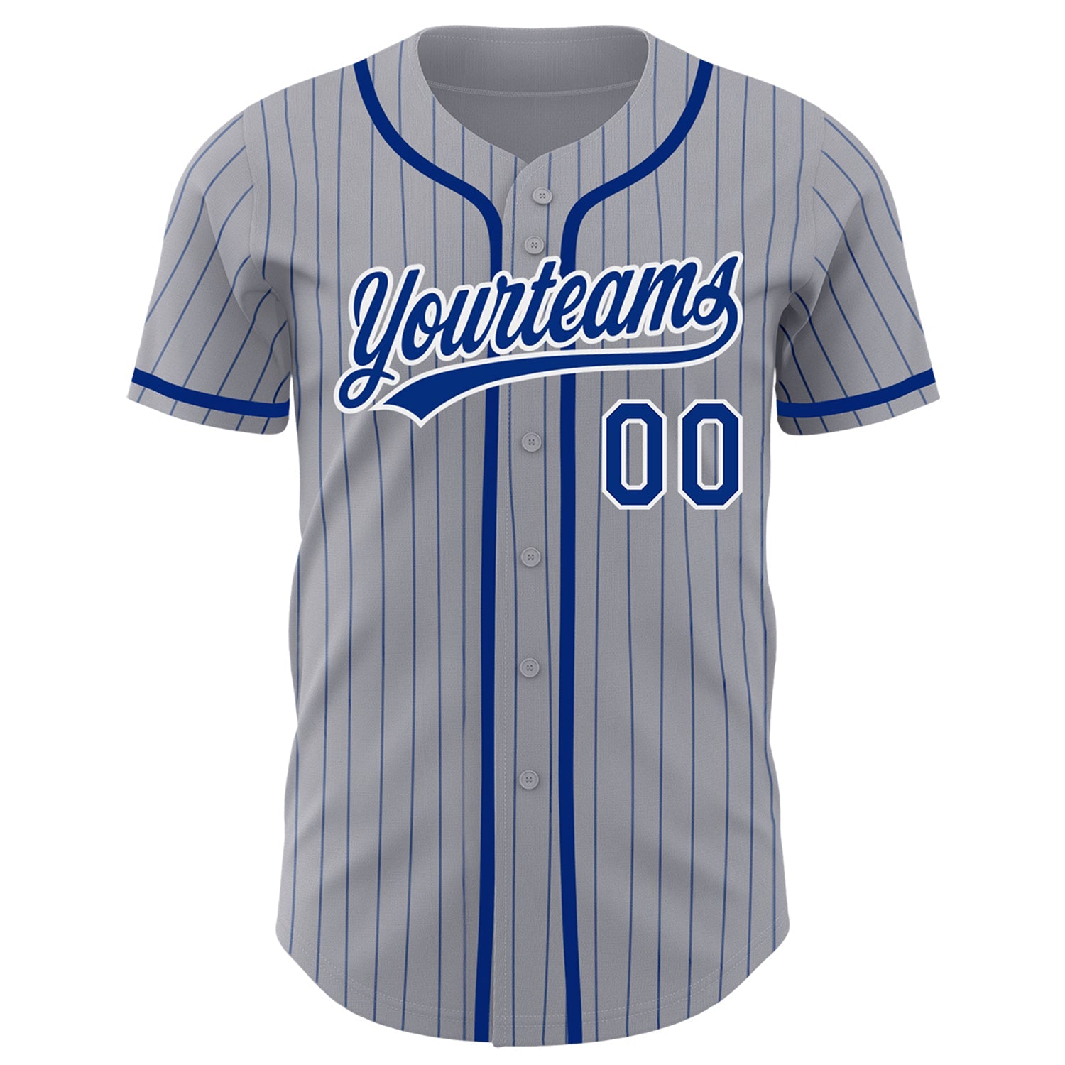 Custom Gray Royal Pinstripe White Authentic Baseball Jersey view 2