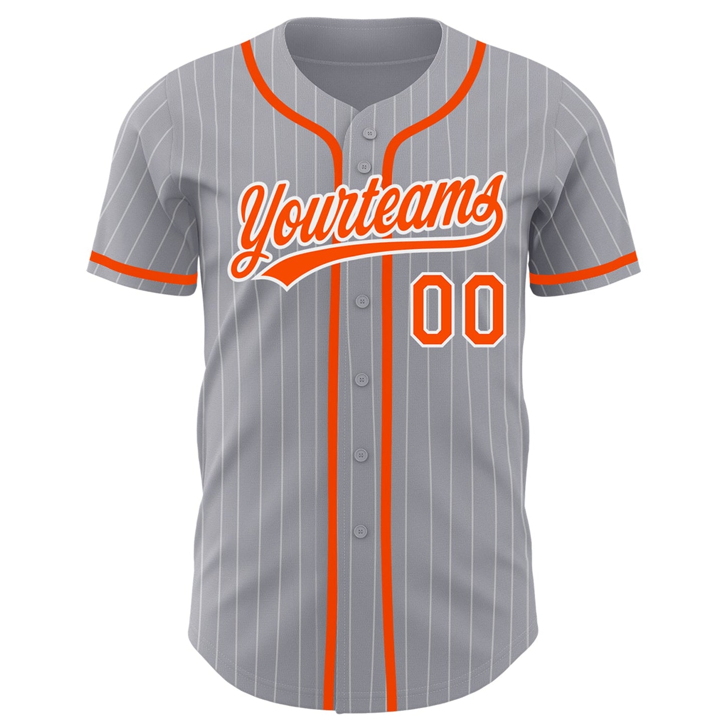 Custom Gray White Pinstripe Orange Authentic Baseball Jersey view 2