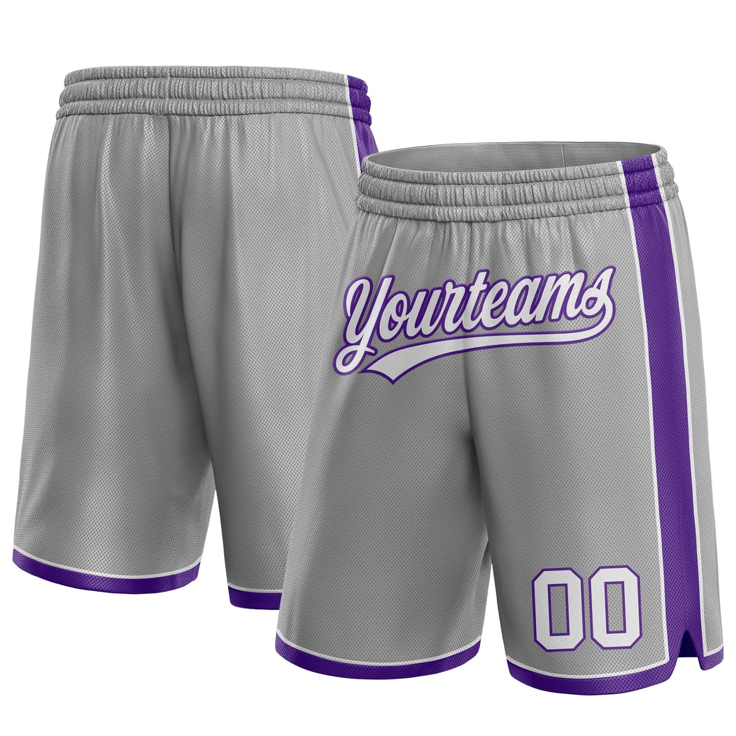Custom Gray White-Purple Authentic Basketball Shorts - Main View