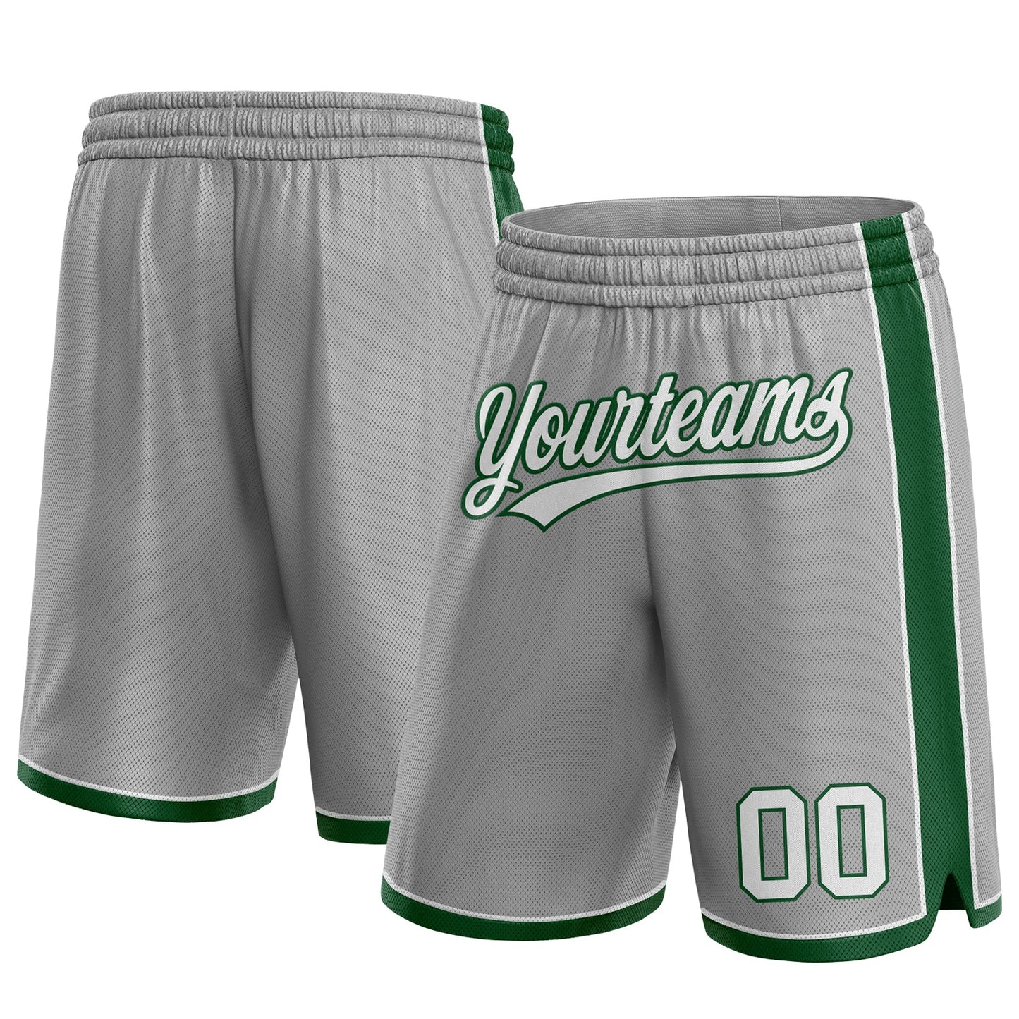 Custom Gray White-Green Authentic Basketball Shorts - Main View