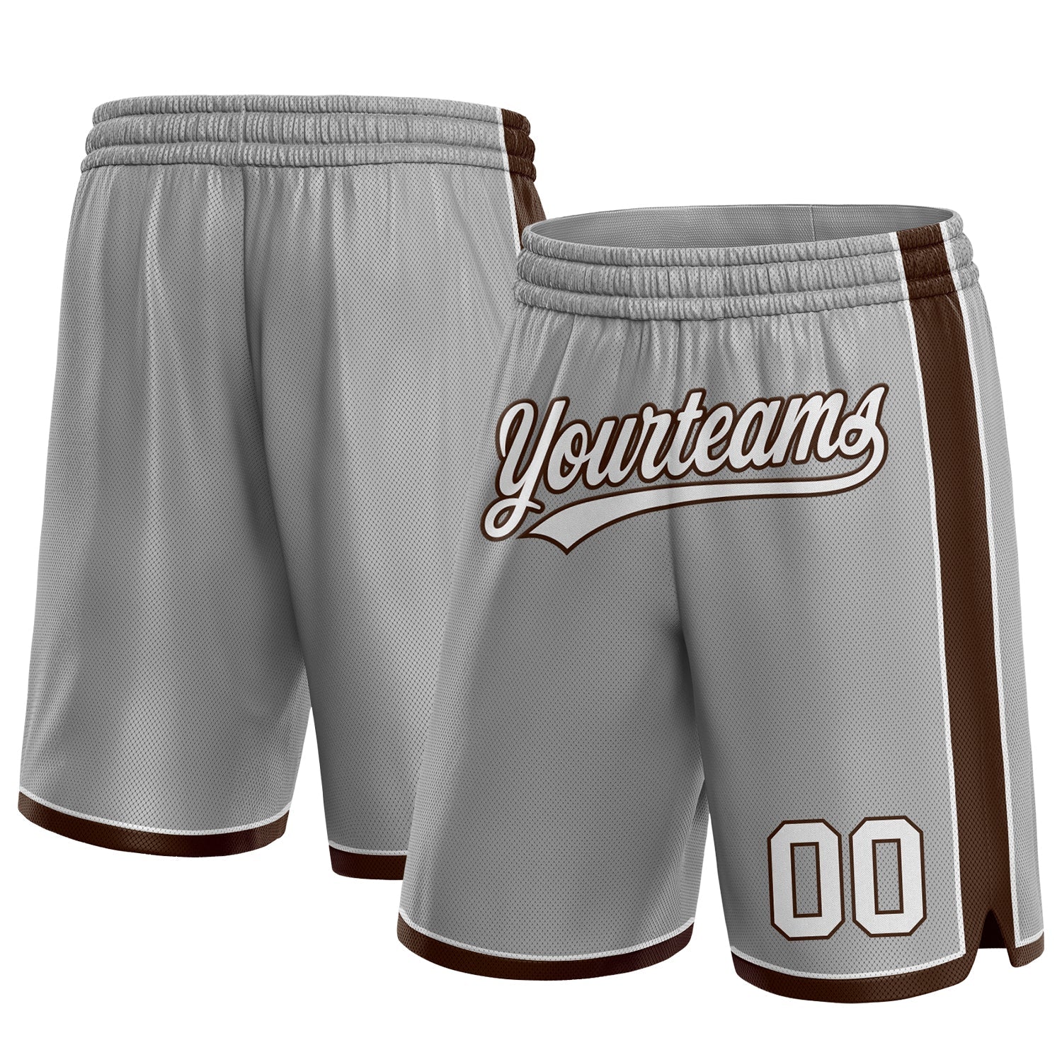 Custom Gray White-Brown Authentic Basketball Shorts - Main View