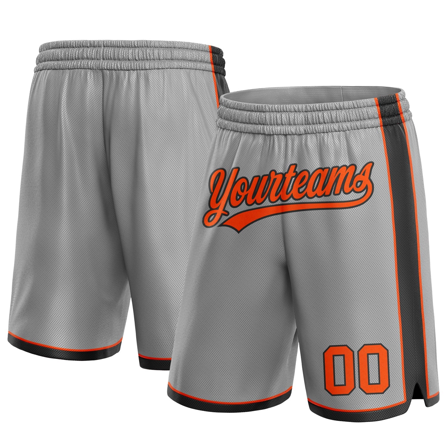 Custom Gray Orange-Black Authentic Basketball Shorts - Main View