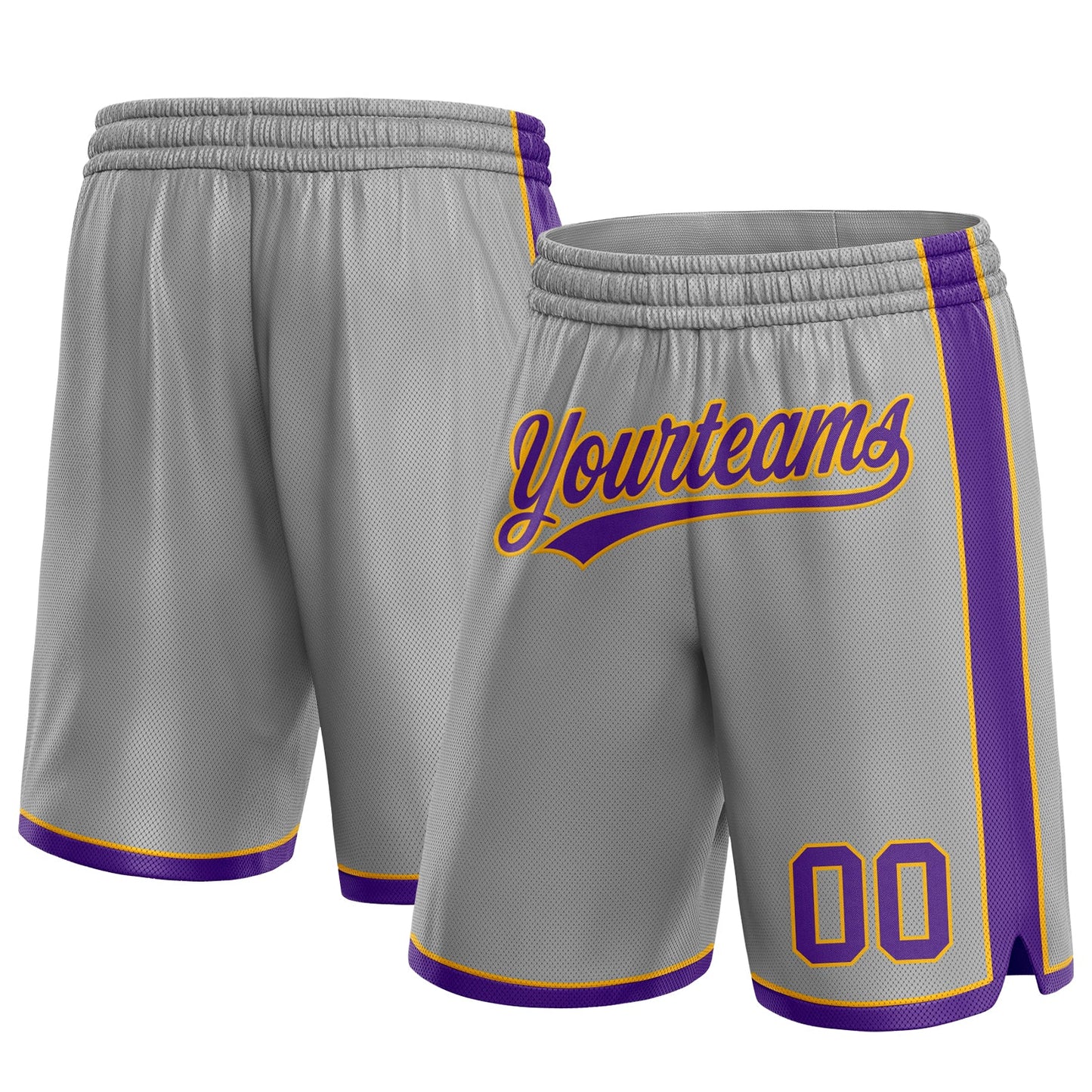 Custom Gray Purple-Gold Authentic Basketball Shorts - Main View