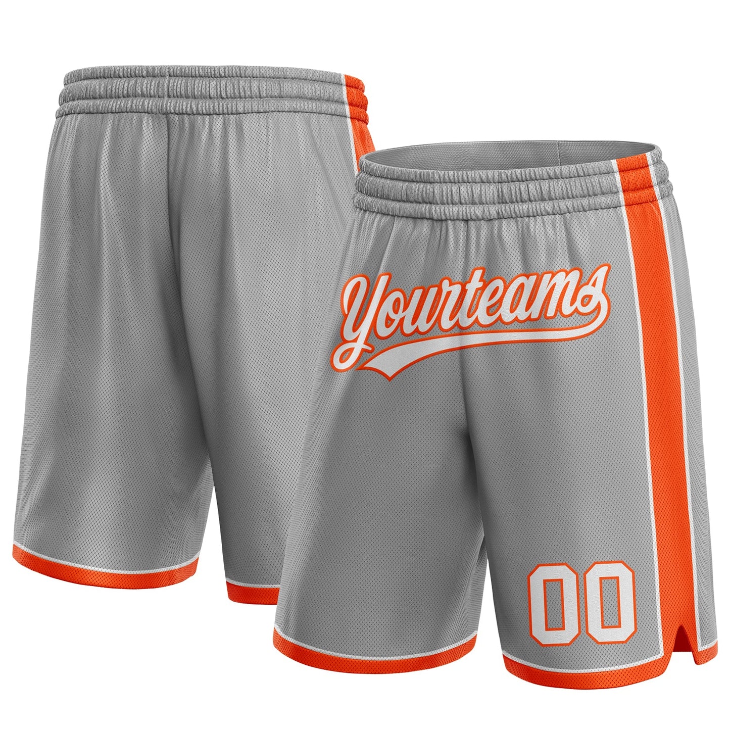 Custom Gray White-Orange Authentic Basketball Shorts - Main View