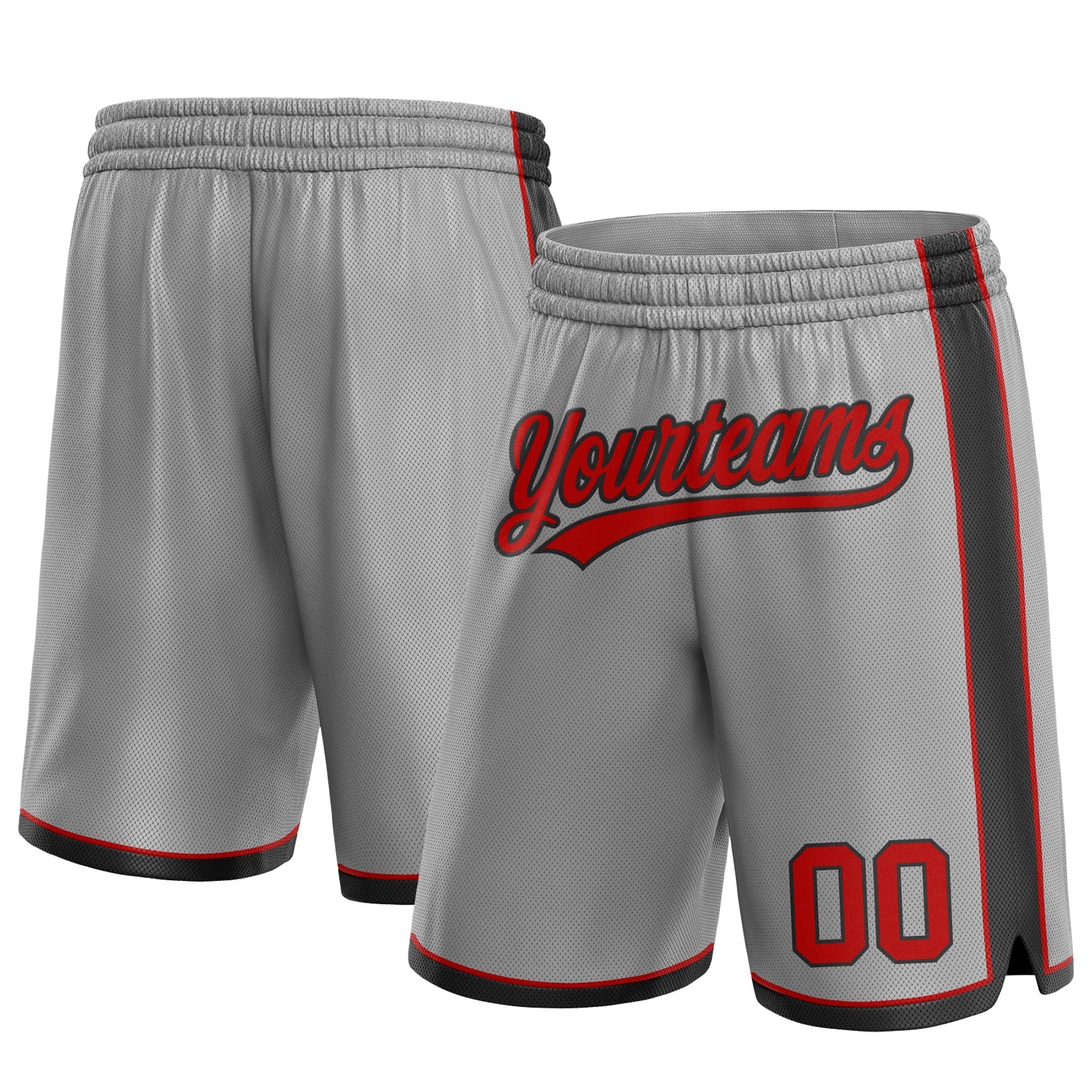Custom Gray Red-Black Authentic Basketball Shorts - Main View