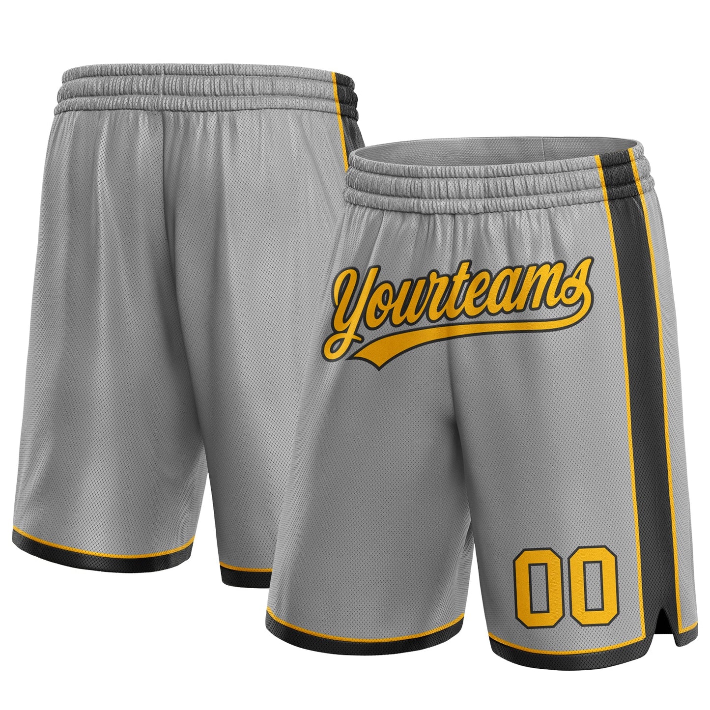 Custom Gray Gold-Black Authentic Basketball Shorts - Main View