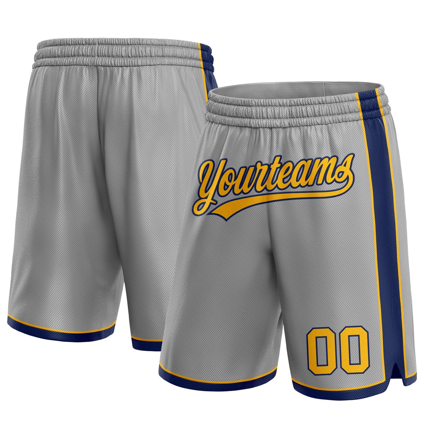 Custom Gray Gold-Navy Authentic Basketball Shorts - Main View