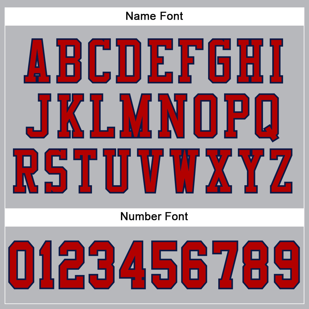 Custom Gray Red-Navy Mesh Authentic Football Jersey view 4