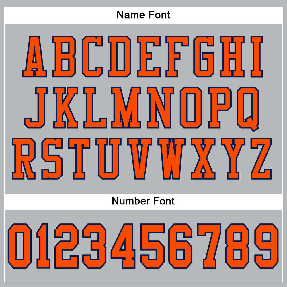 Custom Gray Orange-Navy Mesh Authentic Football Jersey view 4