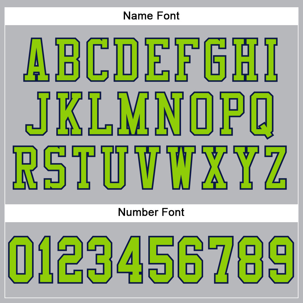 Custom Gray Neon Green-Navy Mesh Authentic Football Jersey view 4
