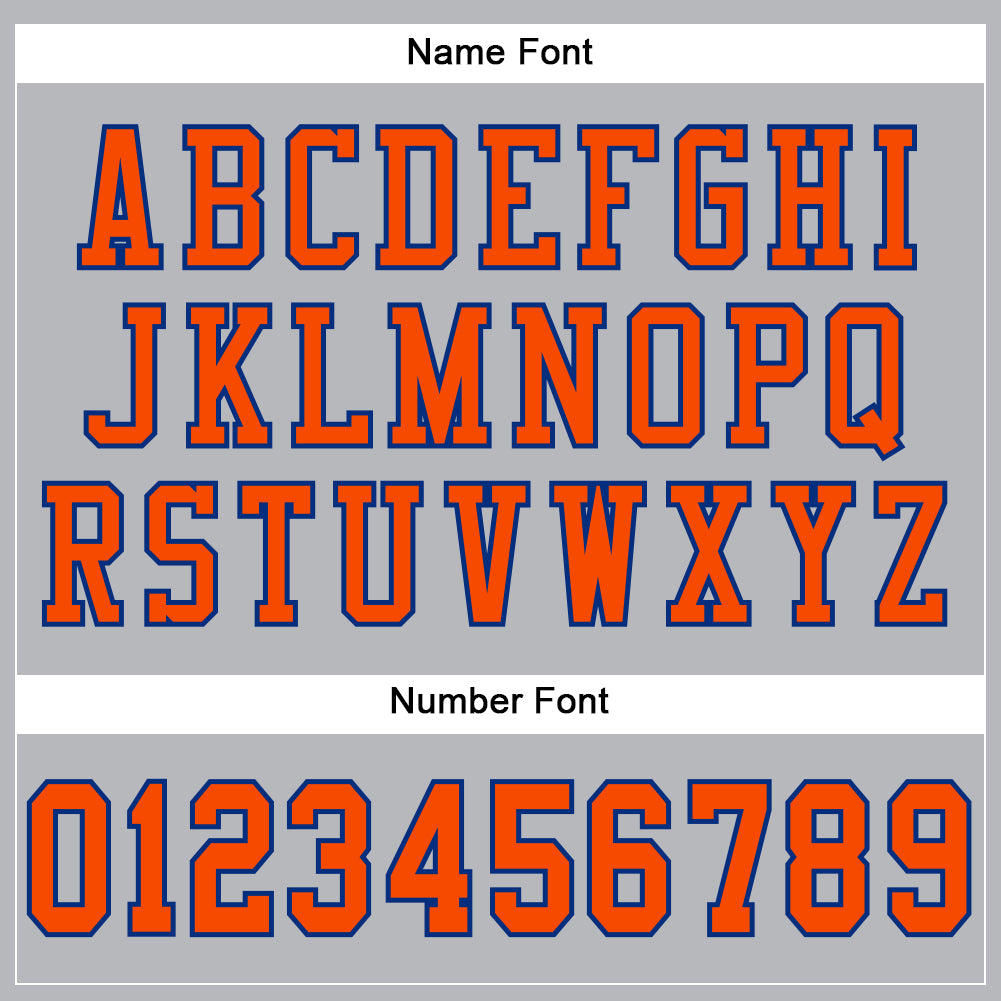 Custom Gray Orange-Navy Mesh Authentic Football Jersey view 4