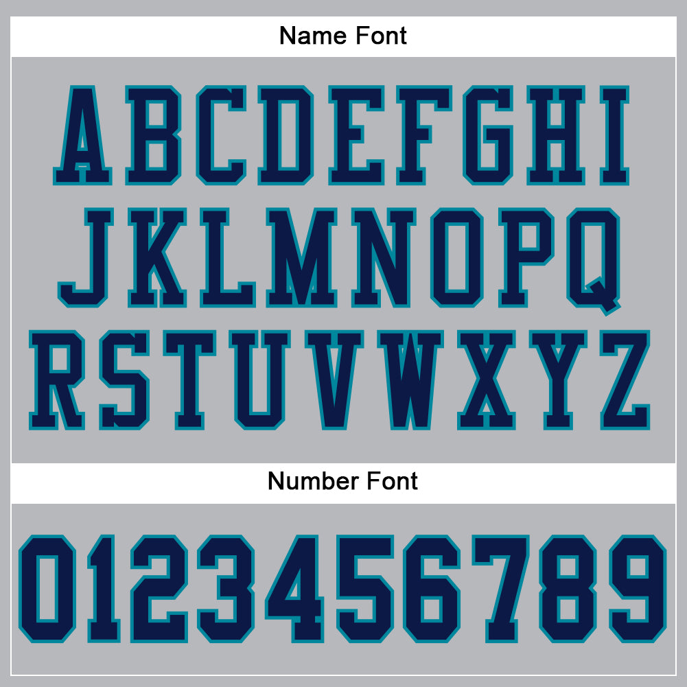 Custom Gray Navy-Teal Mesh Authentic Football Jersey view 4
