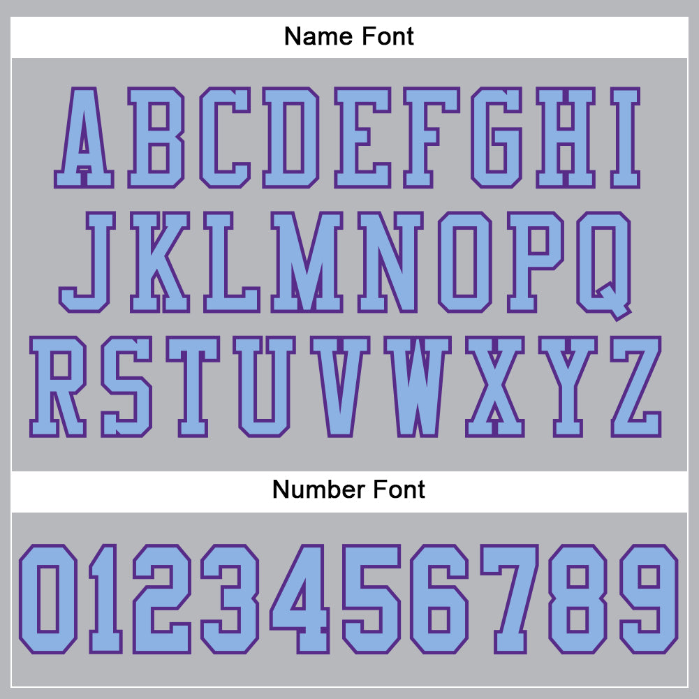 Custom Gray Light Blue-Purple Mesh Authentic Football Jersey view 4