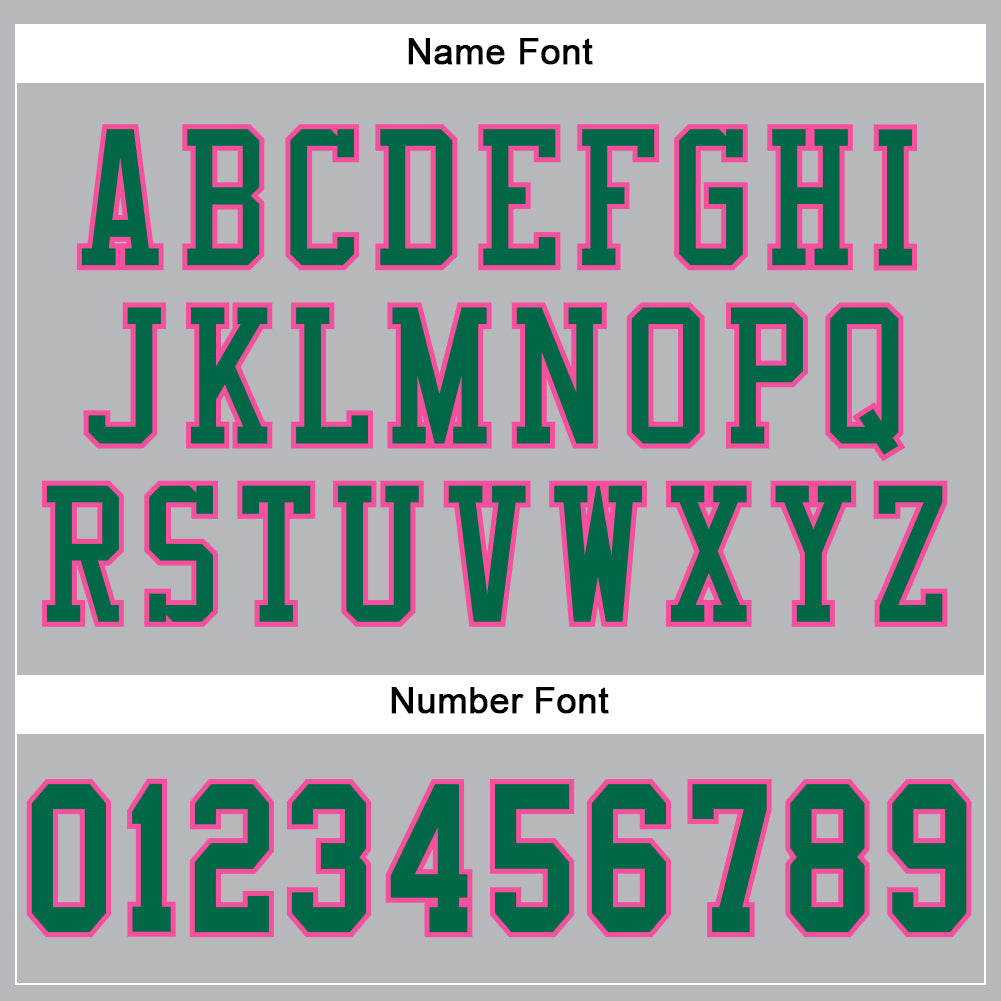Custom Gray Kelly Green-Pink Mesh Authentic Football Jersey view 4