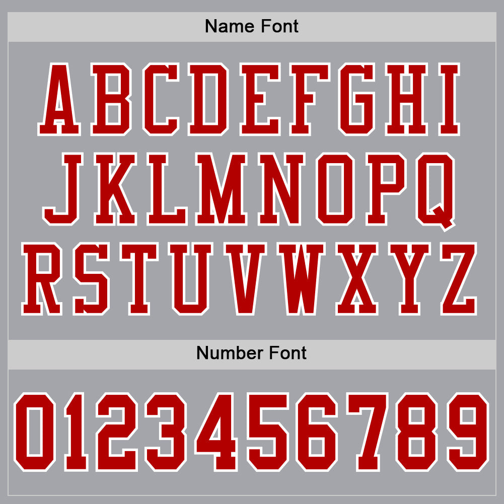 Custom Gray Red-White Mesh Authentic Football Jersey view 4