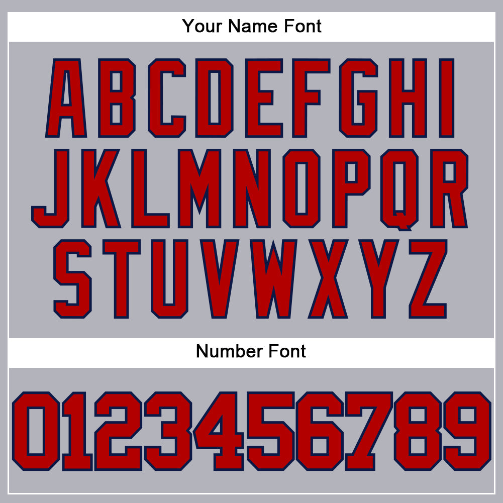 Custom Gray Red-Navy Authentic Baseball Jersey view 5