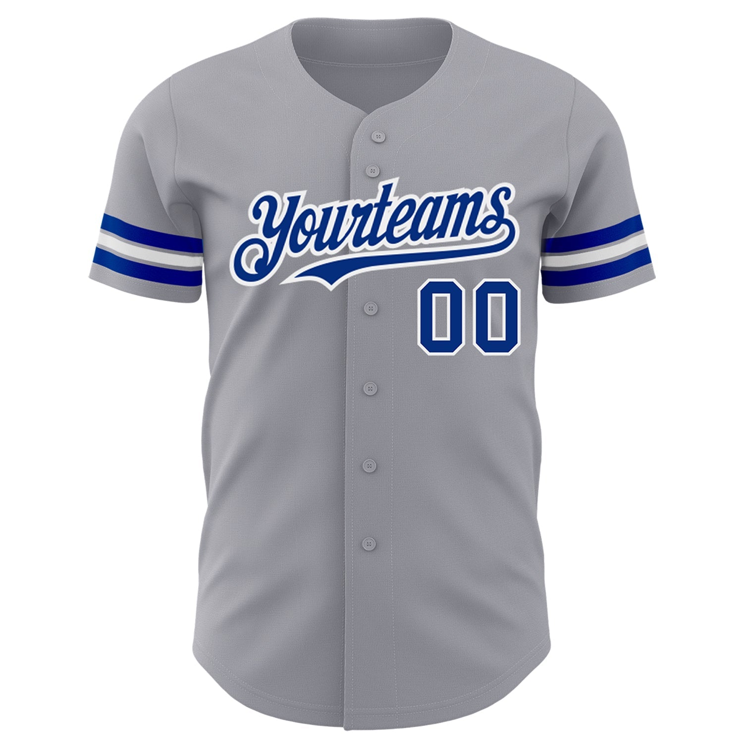 Custom Gray Royal-White Authentic Baseball Jersey view 2