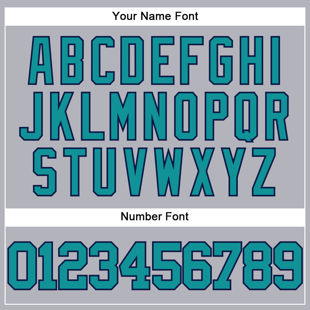 Custom Gray Teal-Navy Authentic Baseball Jersey view 5