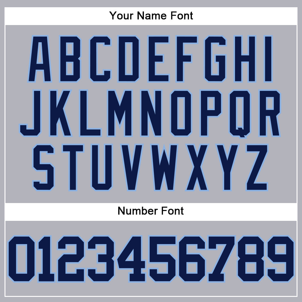 Custom Gray Navy-Light Blue Authentic Baseball Jersey view 5