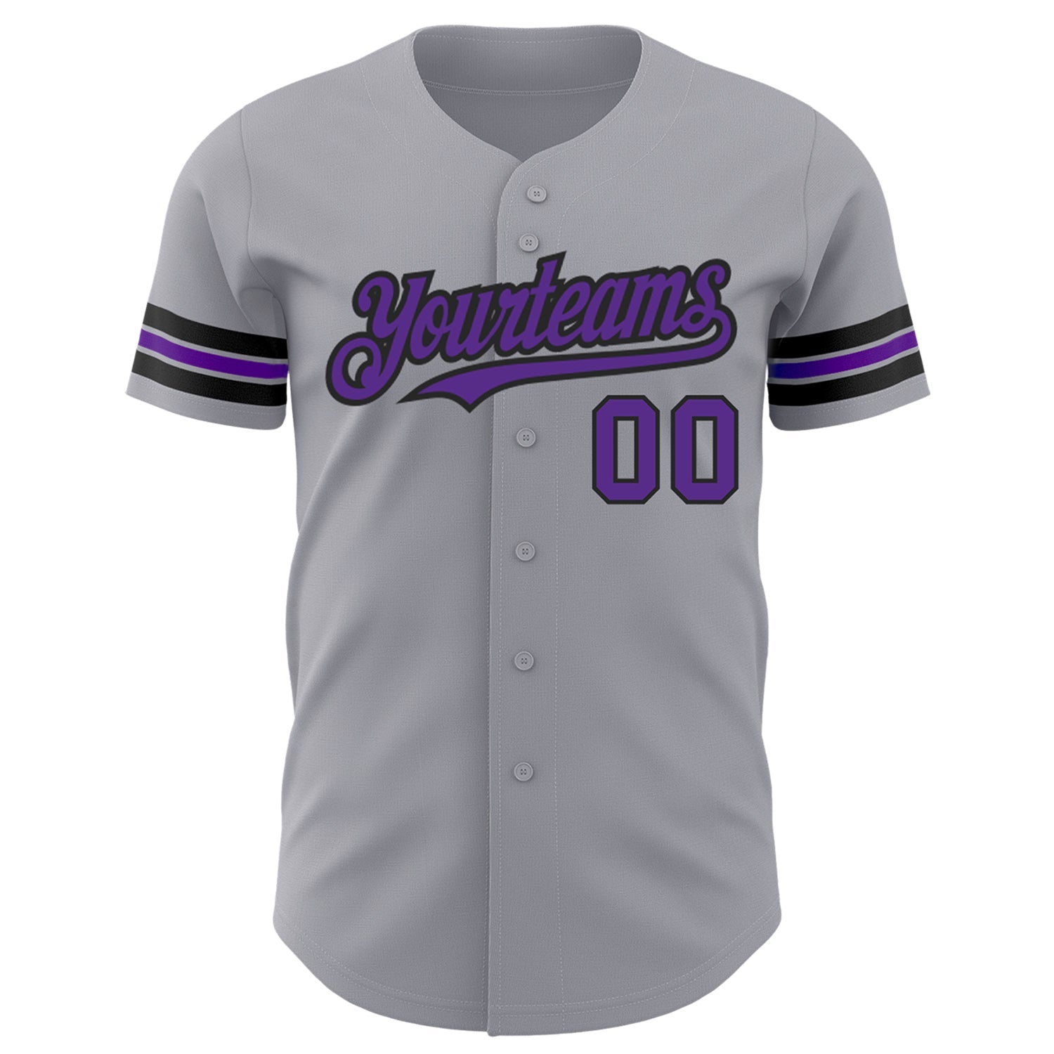 Custom Gray Purple-Black Authentic Baseball Jersey view 2
