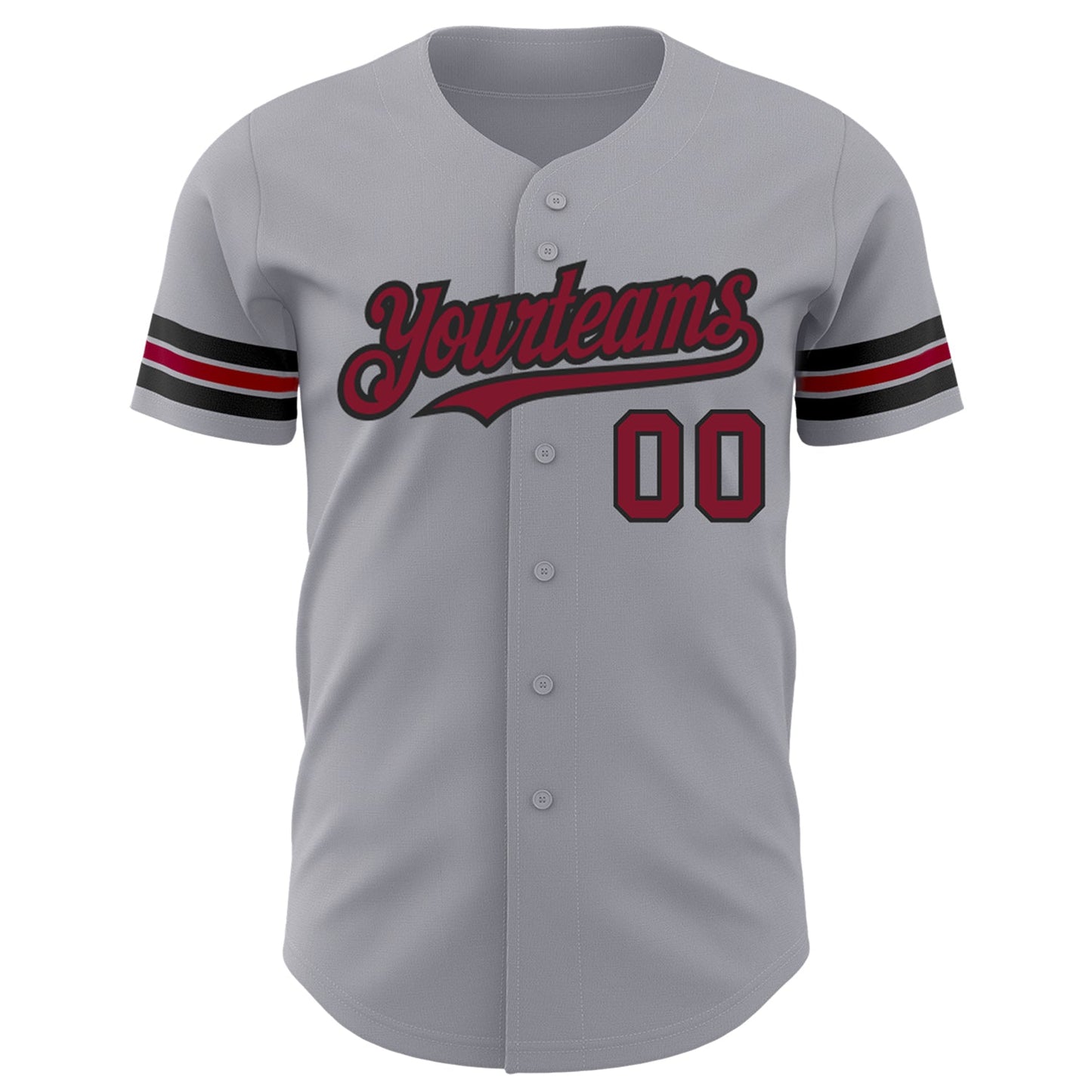 Custom Gray Crimson-Black Authentic Baseball Jersey view 2