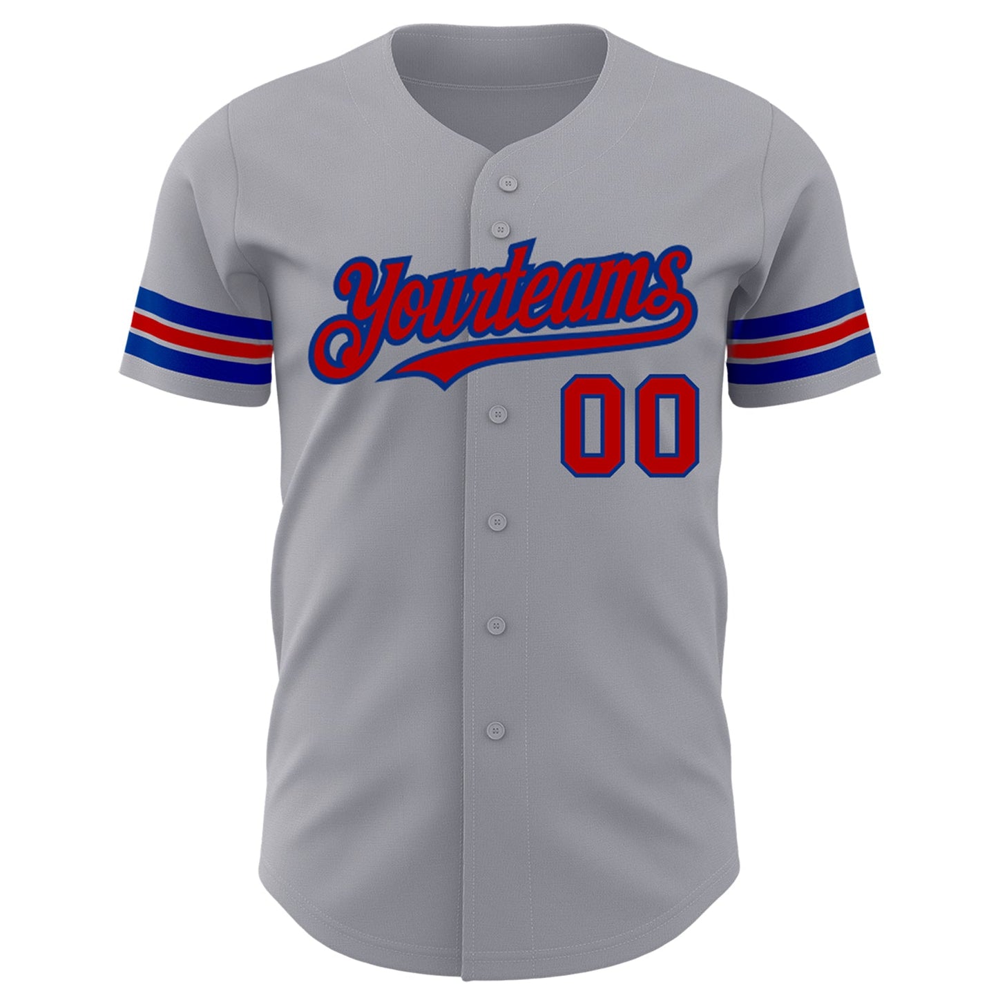 Custom Gray Red-Royal Authentic Baseball Jersey view 2