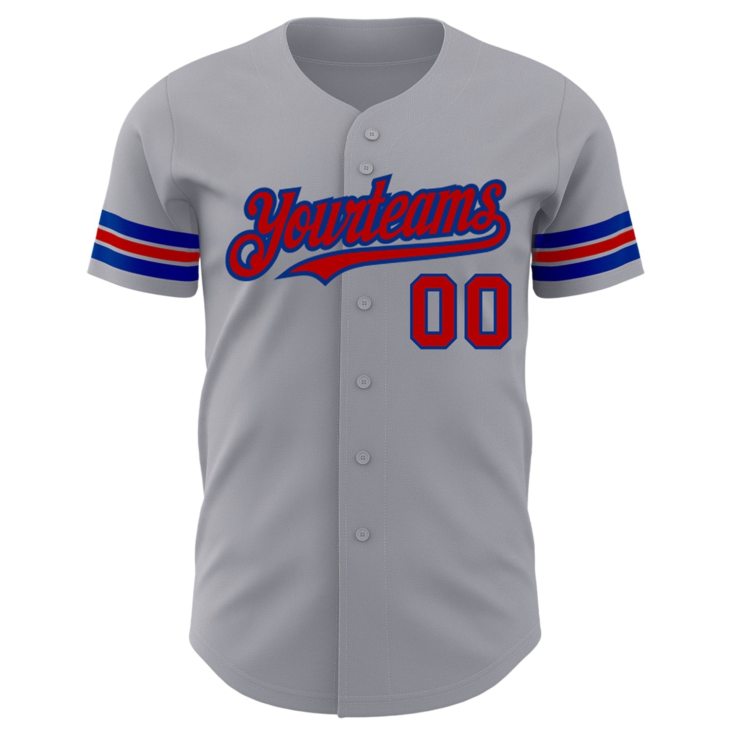Custom Gray Red-Royal Authentic Baseball Jersey view 2