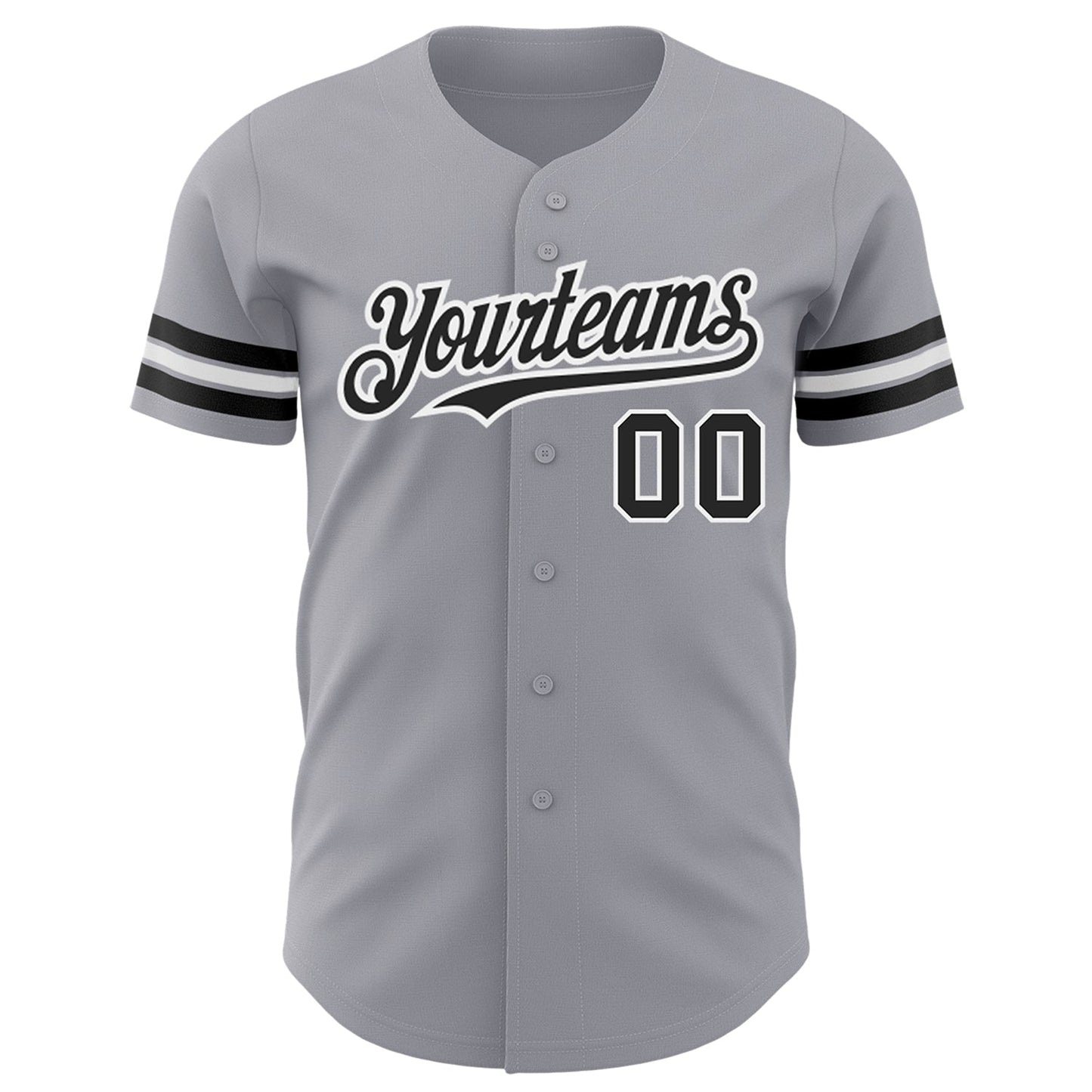 Custom Gray Black-White Authentic Baseball Jersey view 2