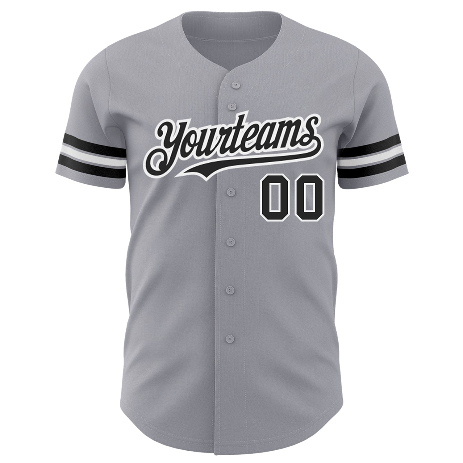 Custom Gray Black-White Authentic Baseball Jersey view 2