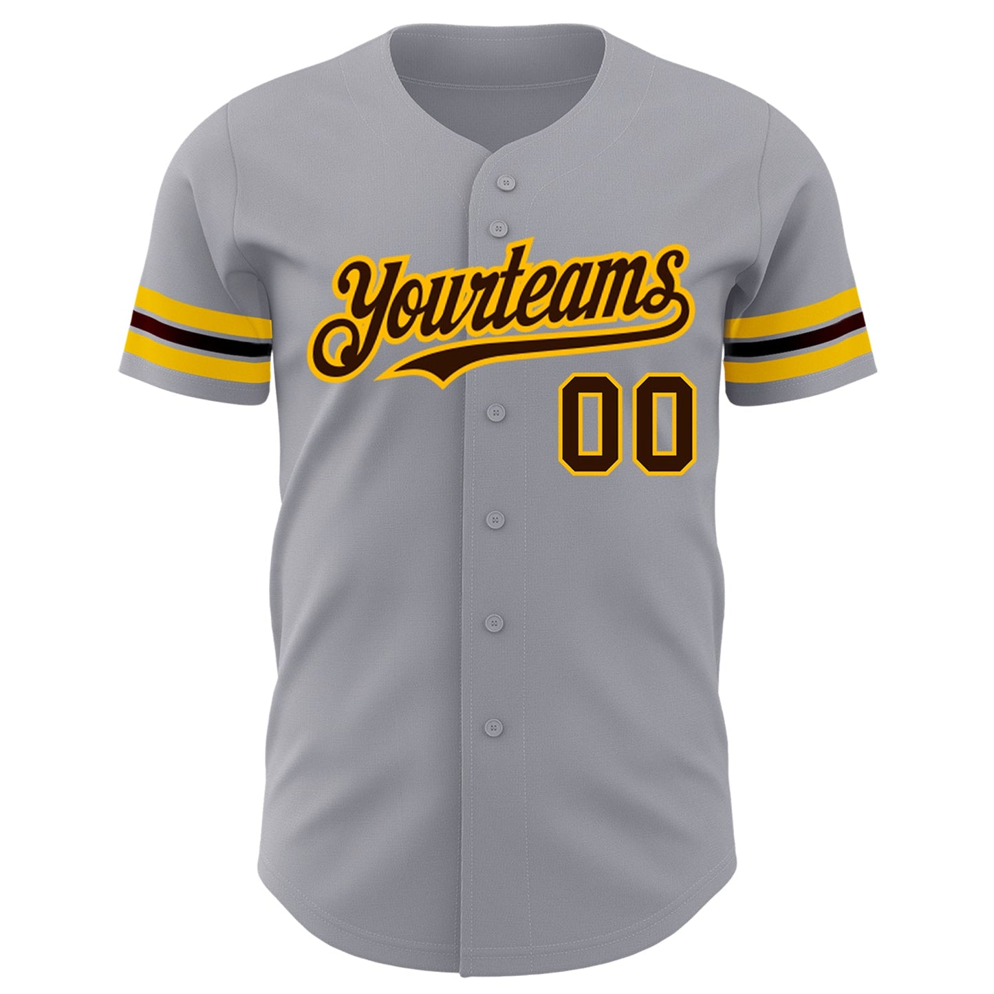 Custom Gray Brown-Gold Authentic Baseball Jersey view 2