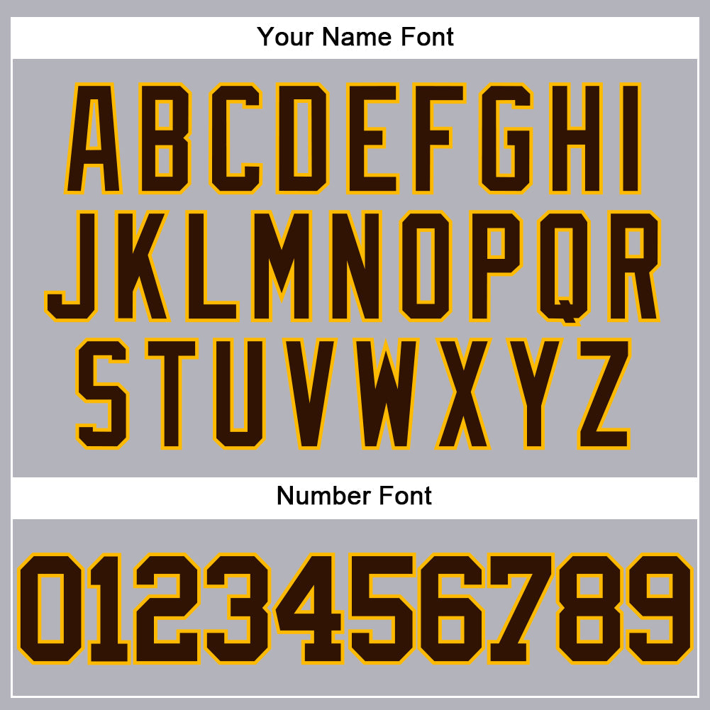 Custom Gray Brown-Gold Authentic Baseball Jersey view 5